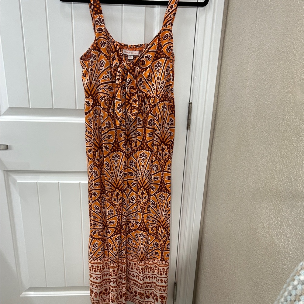 Knox Rose Orange and Brown Floral Maxi Dress